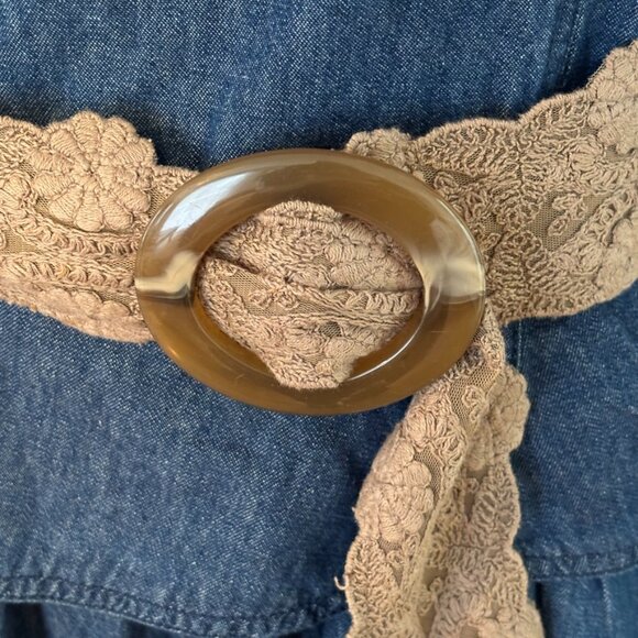 VTG J.JILL Embroidered Bohemian Floral Fabric Belt in Taupe Brown SZ M main image 6